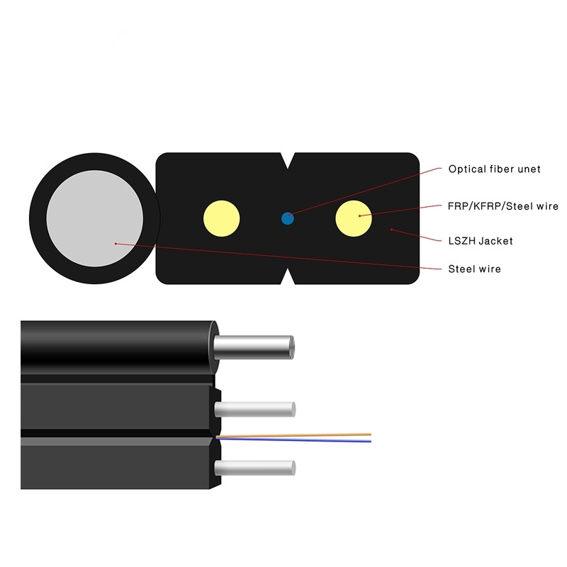 ftth fiber optic drop cable round wire