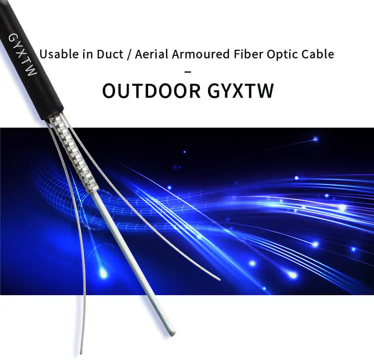 GYXTW x 01 1 Aerial 2 4 6 8 12 24 Core Fibre Optic Cable Single Mode G652D Armoured Fiber Optic Cable Outdoor GYXTW