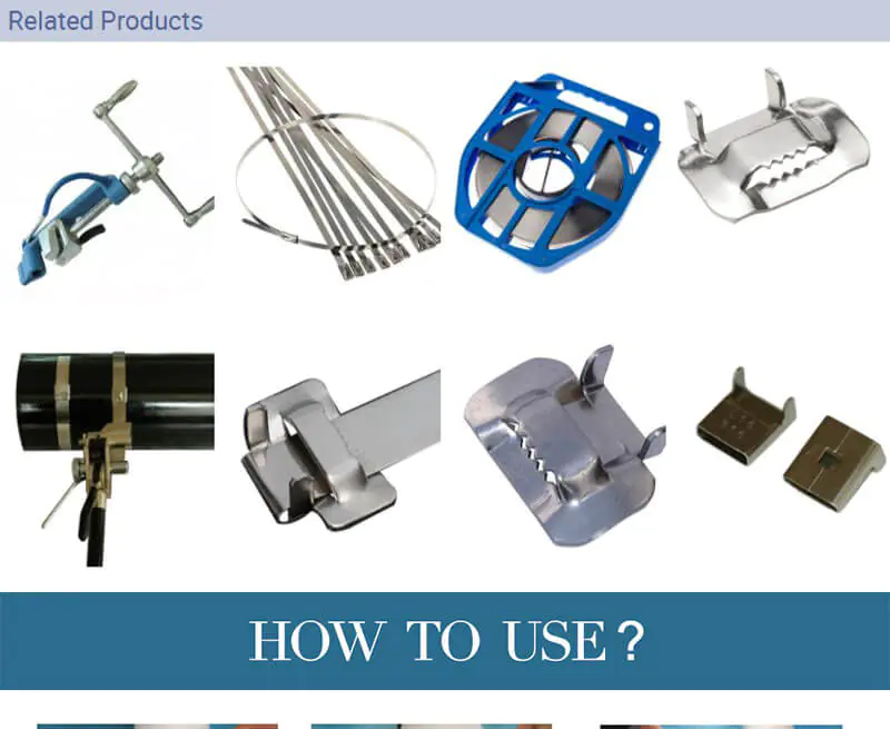 cable clamp Fiber optic stainless steel strapping banding buckles cable clamp