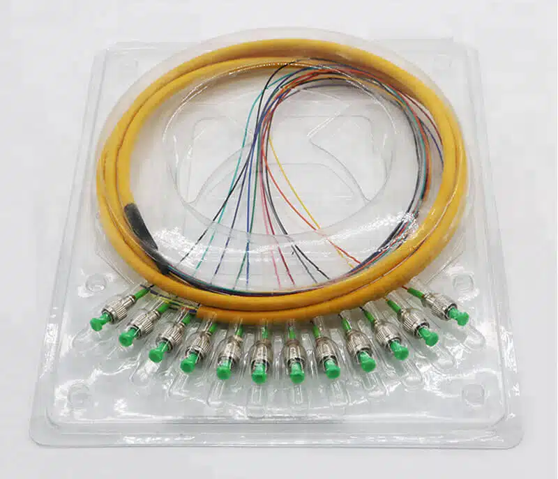 12 core 03 12 core colorful Fiber Optic SC FC ST LC Breakout Pigtail wtih 0.9 mm fiber cable