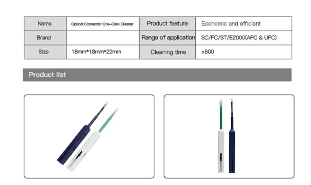 Cleaning Pen nu 1 07 FTTH 2.5mm SC/ST/FC or 1.25 LC/MU Fiber Optic Cleaning Pen