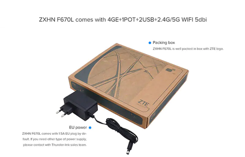 F670L 02 FTTH dual band wireless WiFi ZTE F670L F670 4GE GPON ONU ONT english firmware 2.4G 5G AC