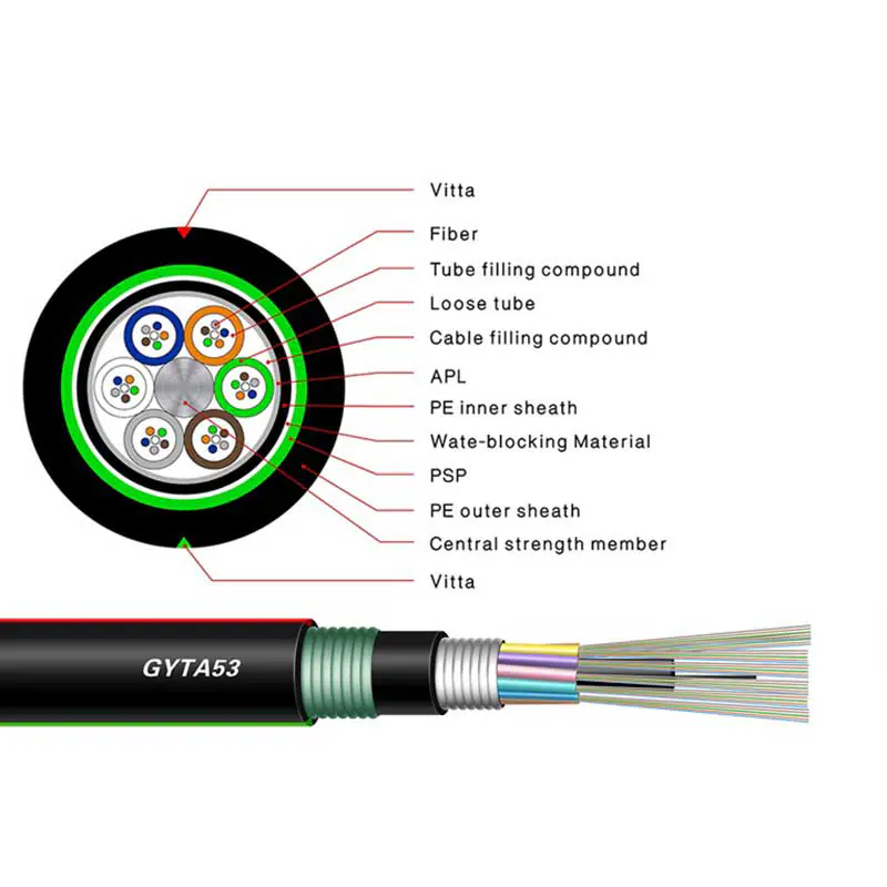 12 24 48 Core Outdoor GYTA53 steel Armored optical cable underground directly burial fiber cable singlemode optical cable 4 12 24 48 Core Outdoor GYTA53 steel Armored optical cable underground directly burial fiber cable singlemode optical cable 12 24 48 Core Outdoor GYTA53 steel Armored optical cable underground directly burial fiber cable singlemode optical cable - Image 4