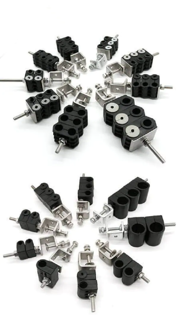 Stainless steel double hole fiber cable clamp hangers RF 1/2" feeder clamp 4 Stainless steel double hole fiber cable clamp hangers RF 1/2" feeder clamp Stainless steel double hole fiber cable clamp hangers RF 1/2" feeder clamp - Image 4