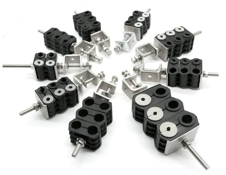 Stainless steel double hole fiber cable clamp hangers RF 1/2" feeder clamp 6 Stainless steel double hole fiber cable clamp hangers RF 1/2" feeder clamp Stainless steel double hole fiber cable clamp hangers RF 1/2" feeder clamp - Image 6