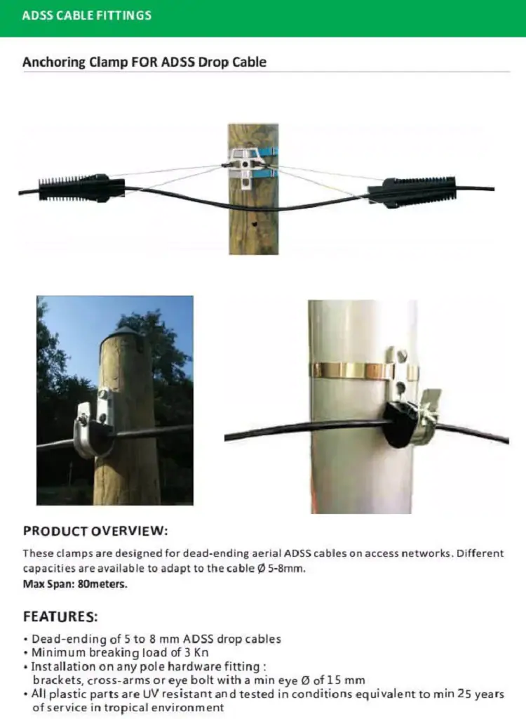 Hot Sale FTTH Type Flat Outdoor High Strength ftth Fiber optic Anchor Suspension Clamp for ADSS drop Cable 11 Hot Sale FTTH Type Flat Outdoor High Strength ftth Fiber optic Anchor Suspension Clamp for ADSS drop Cable 详情 04 3 Hot Sale FTTH Type Flat Outdoor High Strength ftth Fiber optic Anchor Suspension Clamp for ADSS drop Cable