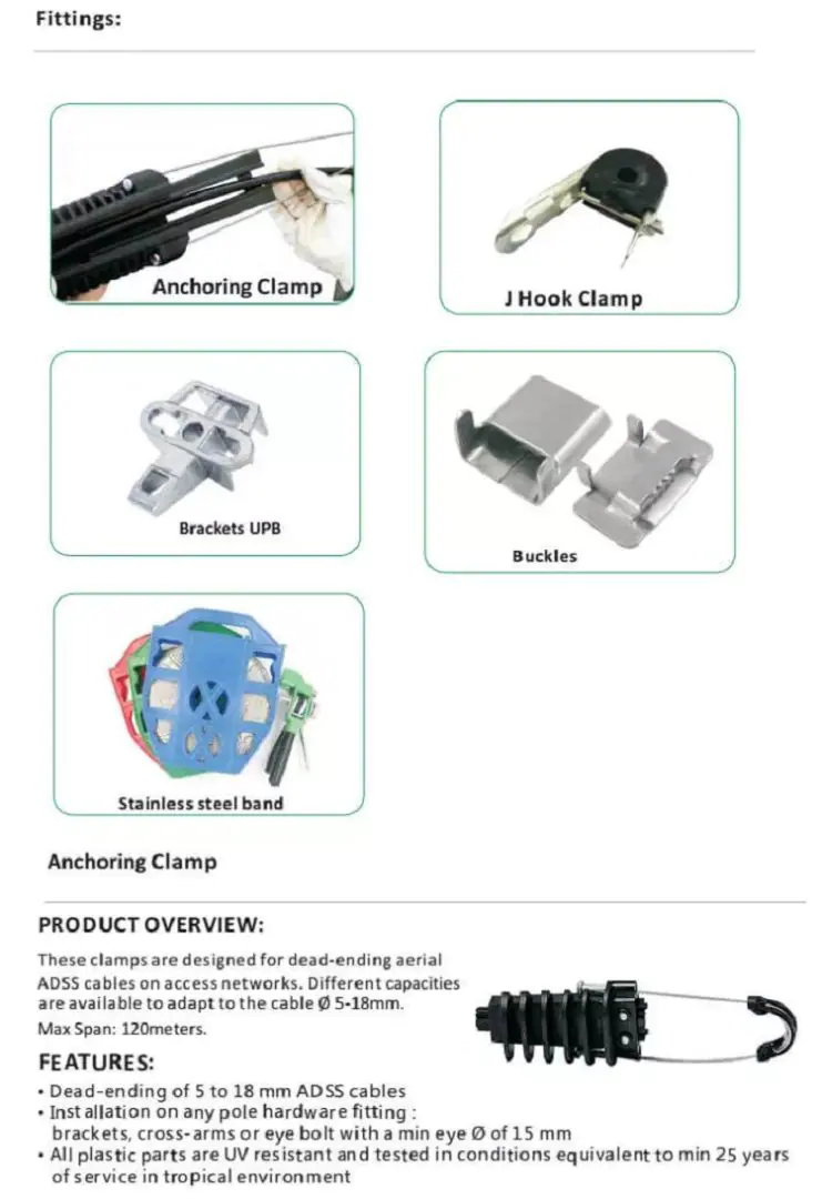 Hot Sale FTTH Type Flat Outdoor High Strength ftth Fiber optic Anchor Suspension Clamp for ADSS drop Cable 12 Hot Sale FTTH Type Flat Outdoor High Strength ftth Fiber optic Anchor Suspension Clamp for ADSS drop Cable 详情 05 2 Hot Sale FTTH Type Flat Outdoor High Strength ftth Fiber optic Anchor Suspension Clamp for ADSS drop Cable