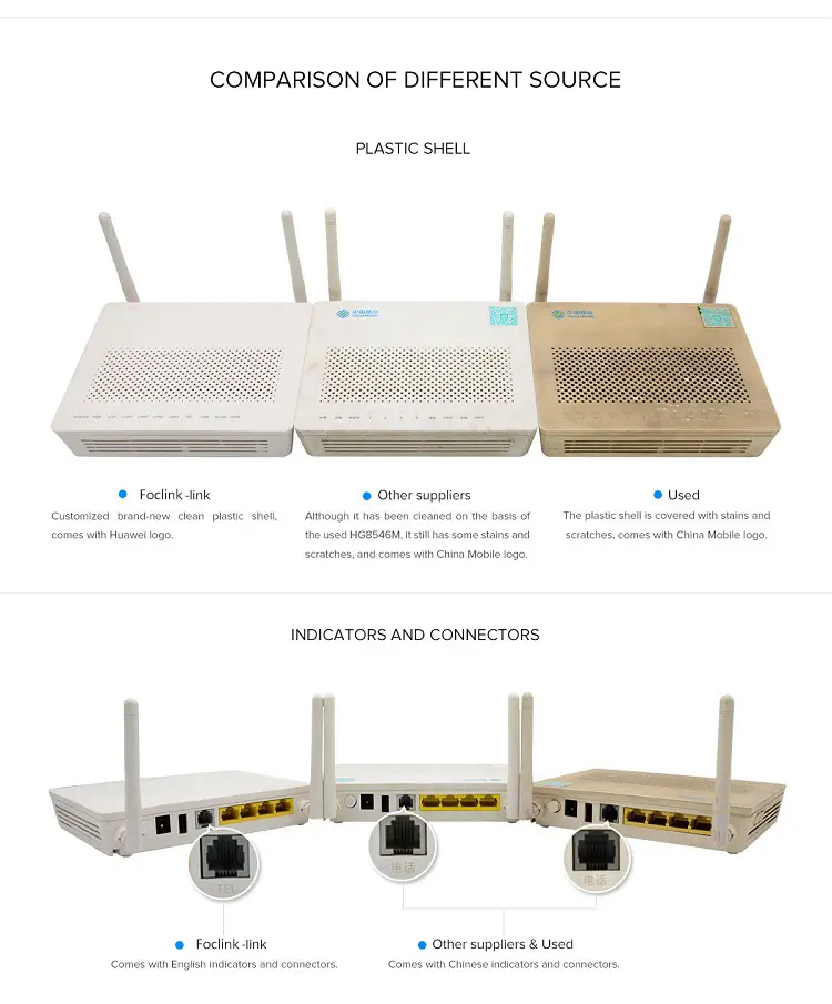 Comparison Of Different Source Original HG8546M Gpon Onu Router with PPPOE Bridge Mode HG8546M